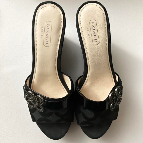 Coach black wedge sandals - Picture 2 of 3